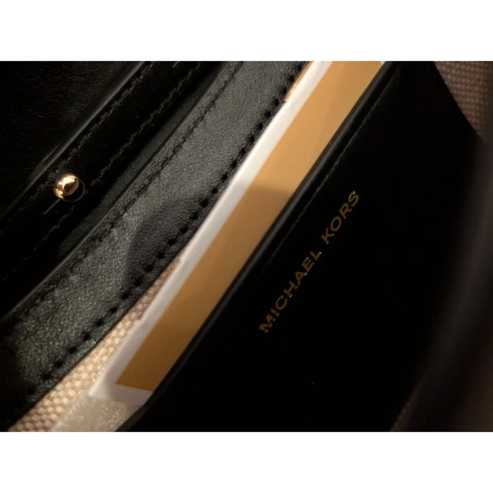 NWT Michael Kors Colby Leather Convertible Clutch Black Gold Hardware